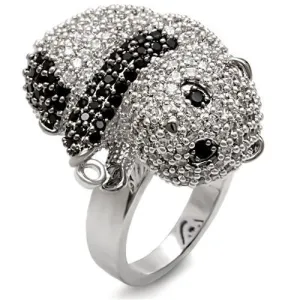 Rhodium   Ruthenium Brass Ring with AAA Grade CZ in Black Diamond for Women Style 1W083