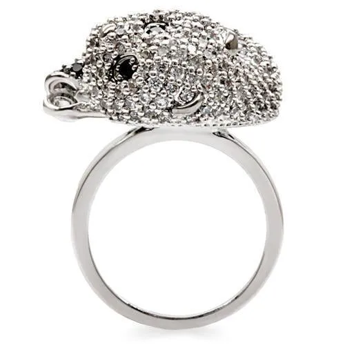 Rhodium   Ruthenium Brass Ring with AAA Grade CZ in Black Diamond for Women Style 1W083