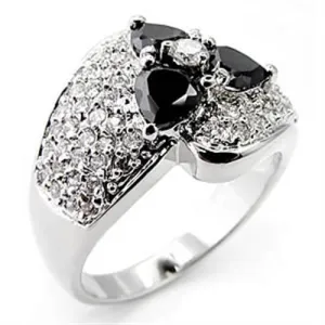 Ring AAA GRD CZ Jet 6X548 for Women Style Rhodium