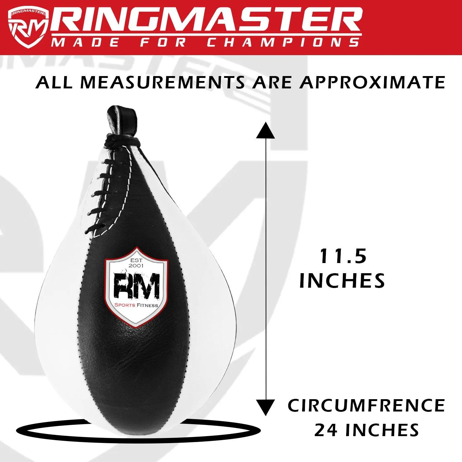 RingMaster Sports Speed Ball Genuine Leather White/Black