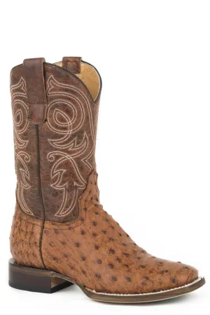 Roper Womens Burnished Cognac Ostrich Vamp Boots