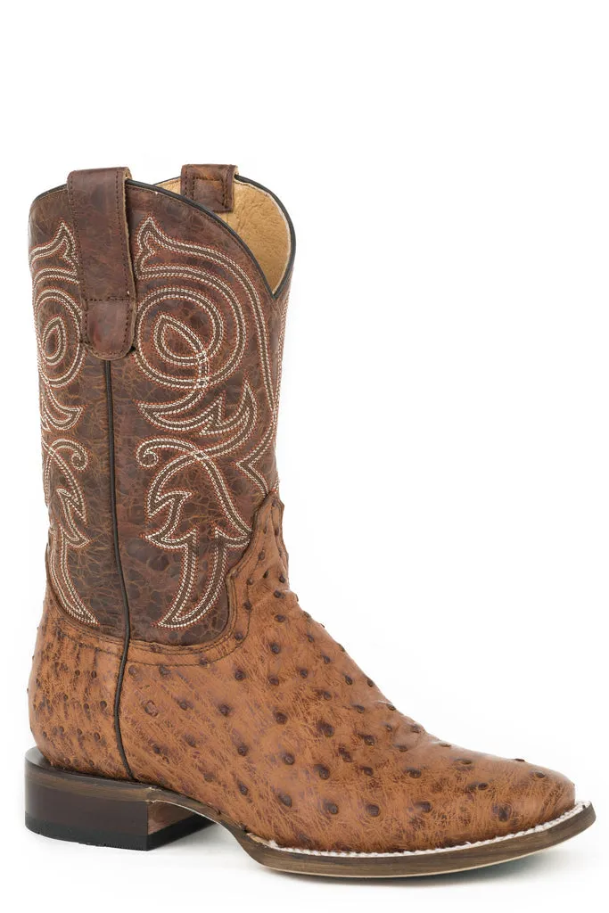 Roper Womens Burnished Cognac Ostrich Vamp Boots