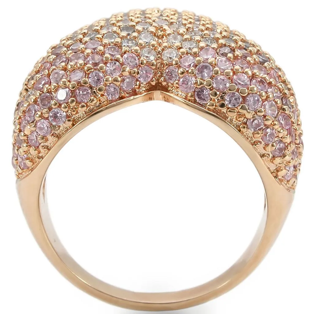 Rose Gold Brass Ring with AAA Grade CZ in Rose for Women Style 0W319