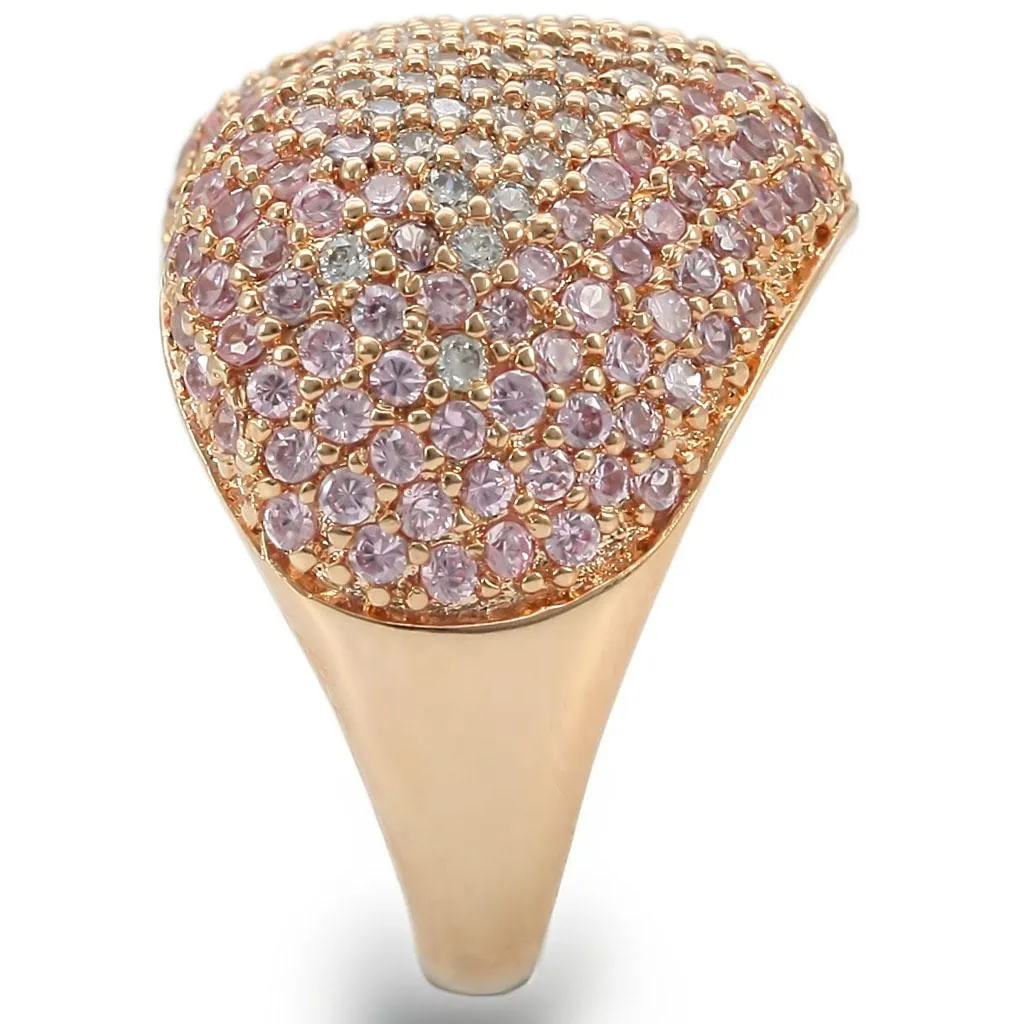 Rose Gold Brass Ring with AAA Grade CZ in Rose for Women Style 0W319