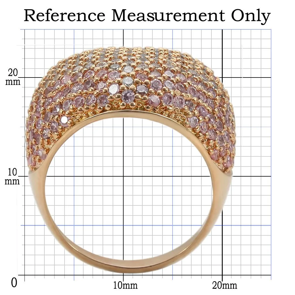 Rose Gold Brass Ring with AAA Grade CZ in Rose for Women Style 0W319