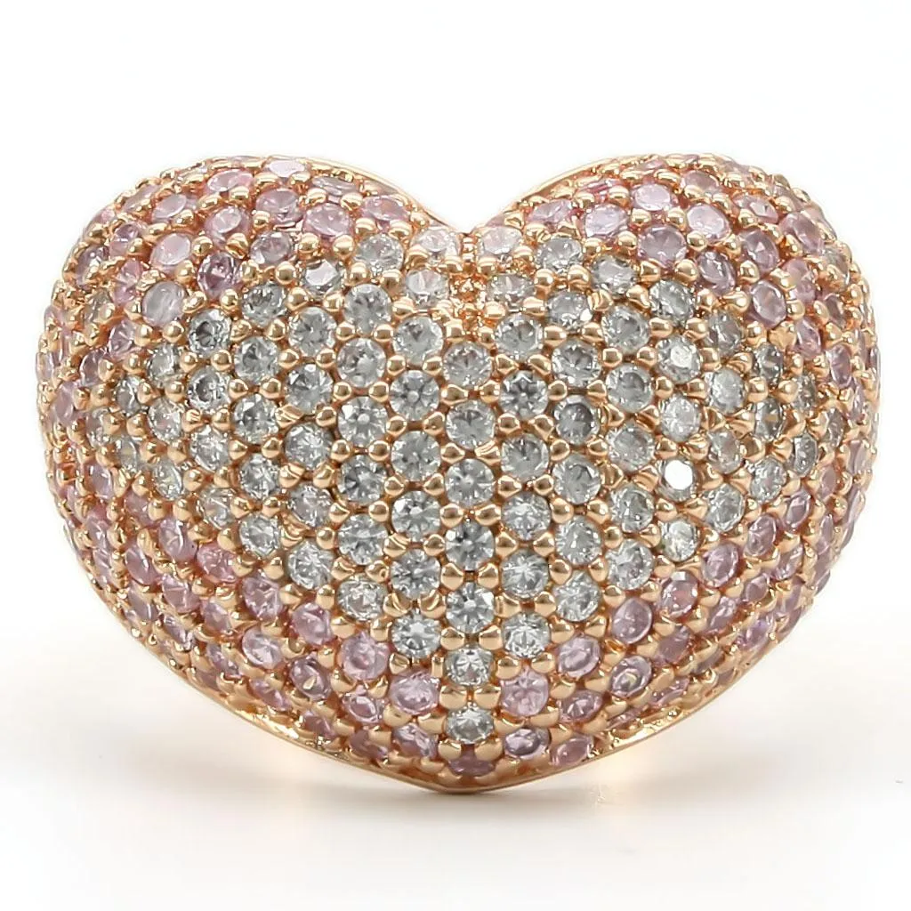 Rose Gold Brass Ring with AAA Grade CZ in Rose for Women Style 0W319