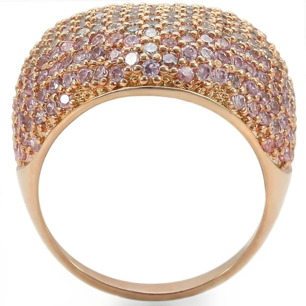Rose Gold Brass Ring with AAA Grade CZ in Rose for Women Style 0W319
