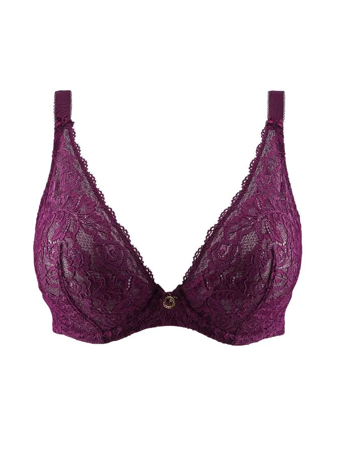 Rosessence Comfort Triangle Plunge Bra - Berry