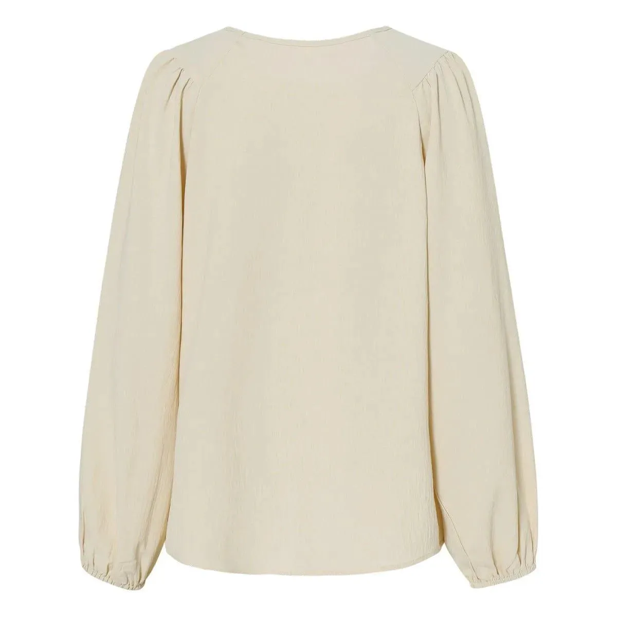 Round Neck Gathering Long Sleeve Top