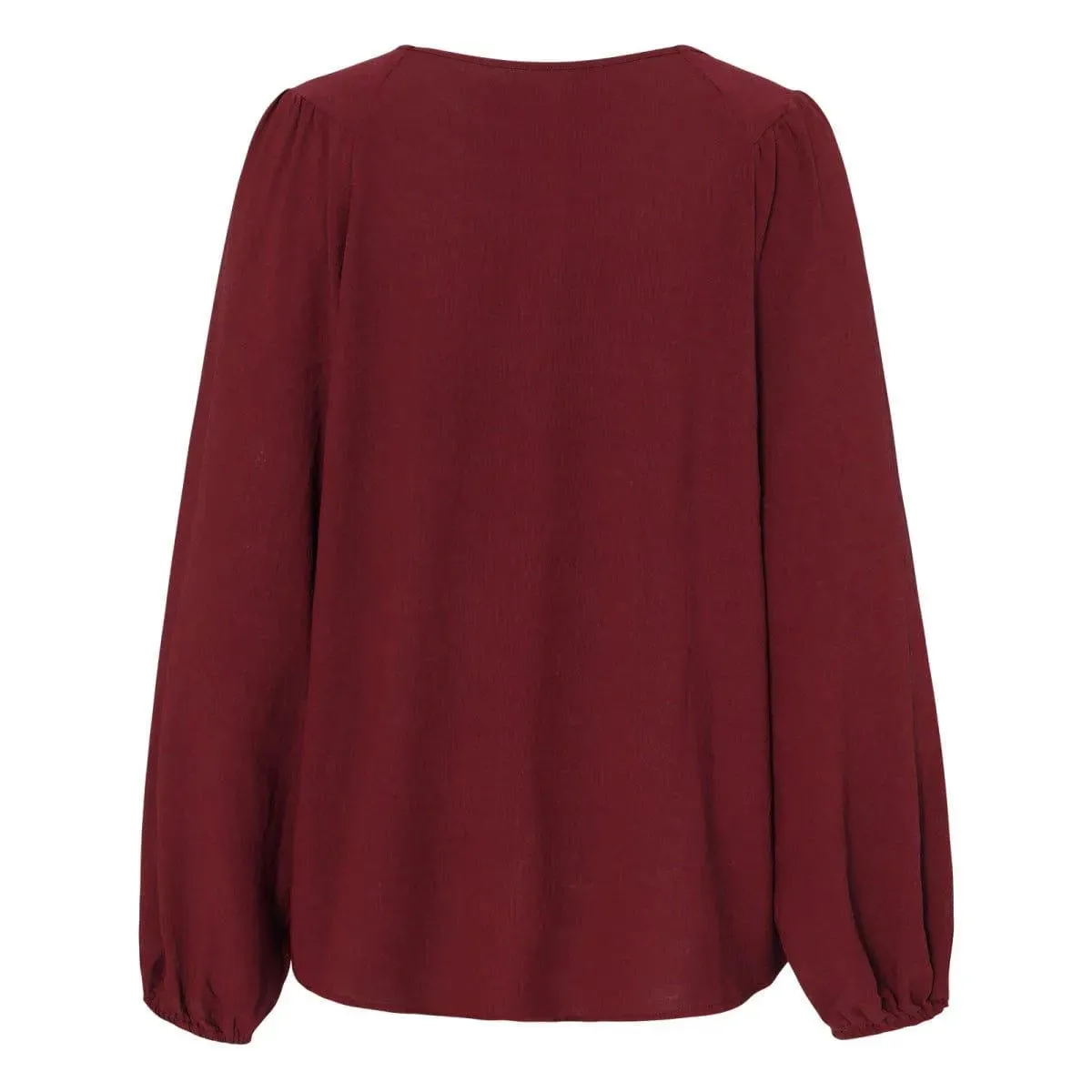 Round Neck Gathering Long Sleeve Top