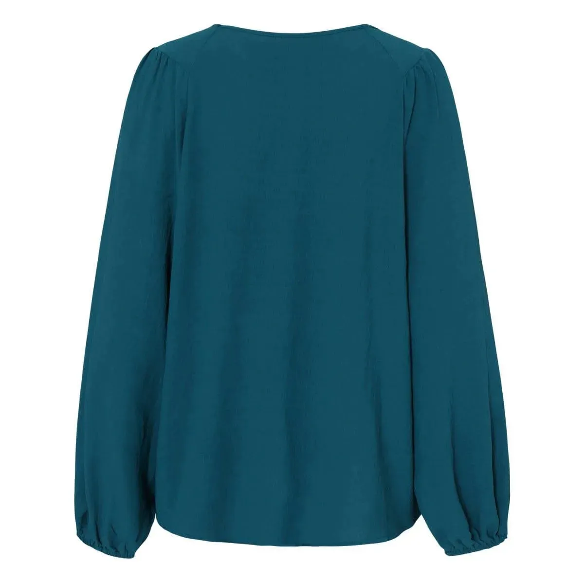 Round Neck Gathering Long Sleeve Top