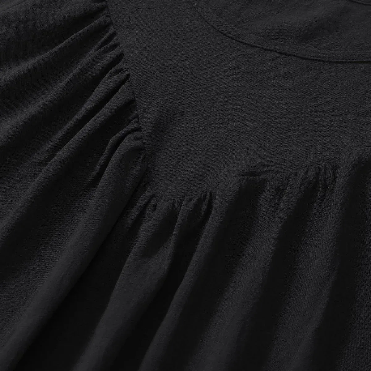 Round Neck Gathering Long Sleeve Top