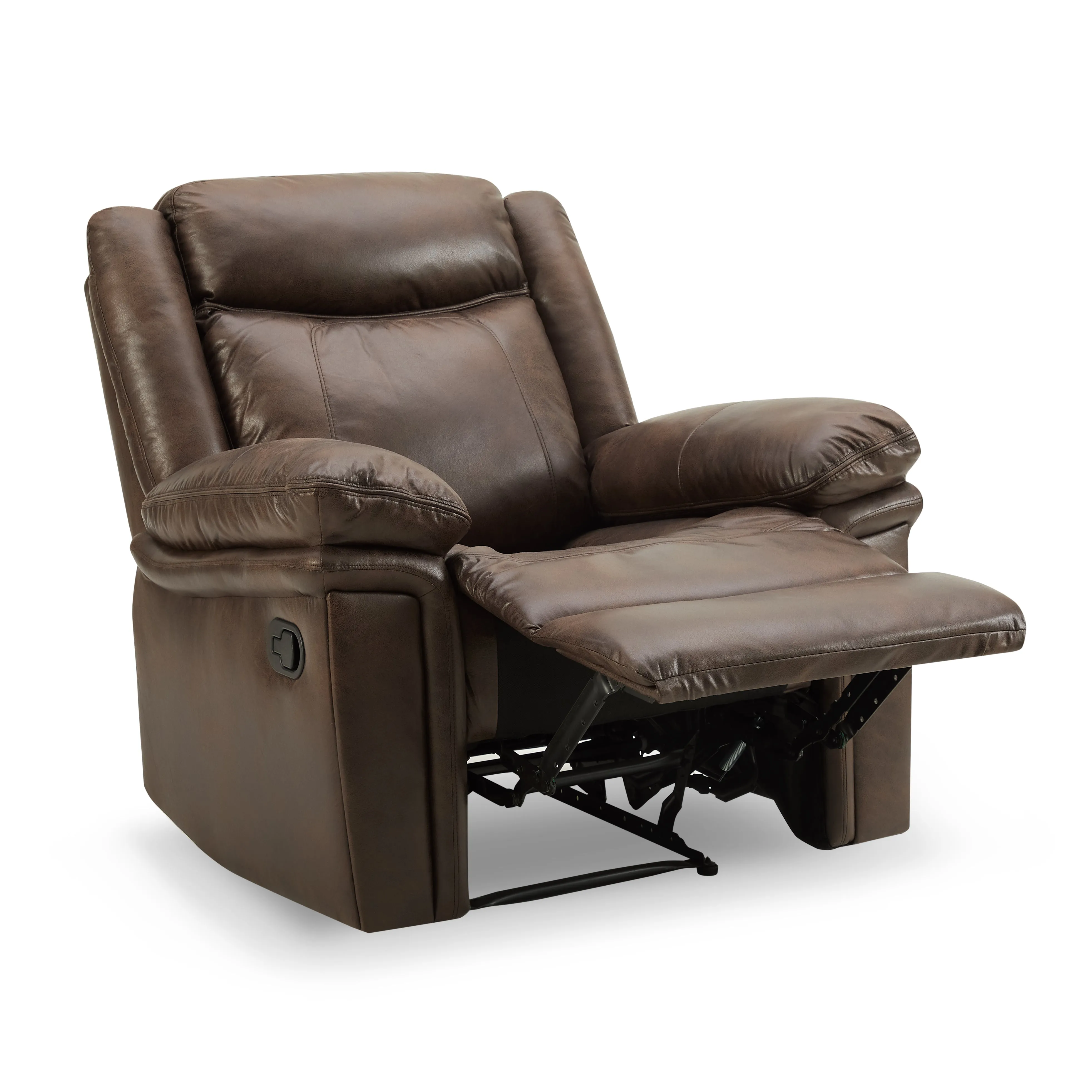 Rowan 1 Seater Manual Recliner Armchair, Brown Faux Leather