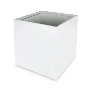 Russell  - White Faux Leather Square Waste Bin -Size 35cm*30cm