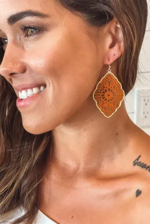 Rust Cutout Faux Leather Earrings