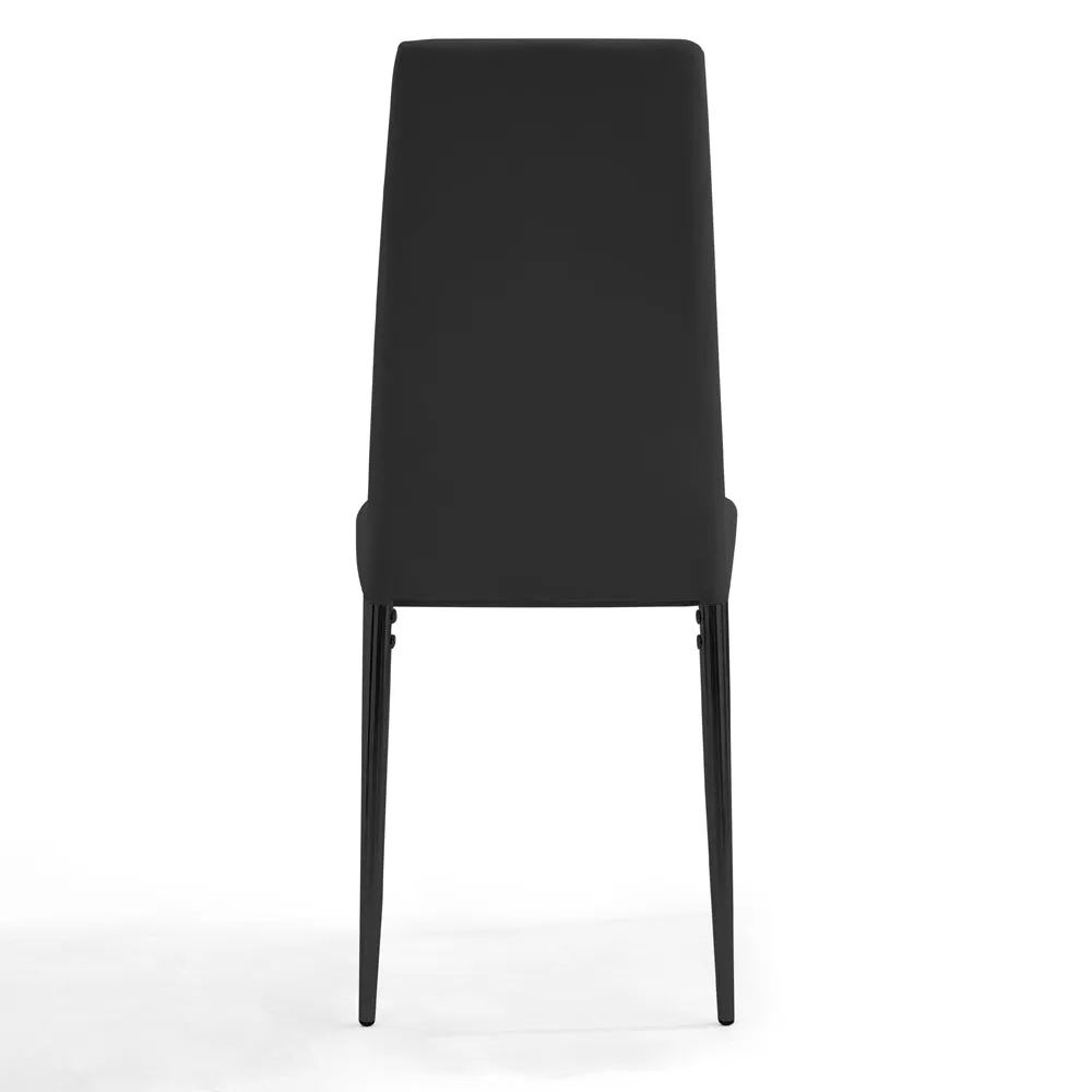 Sierra Faux Leather Dining Chair Set of 4, Black with Black Legs