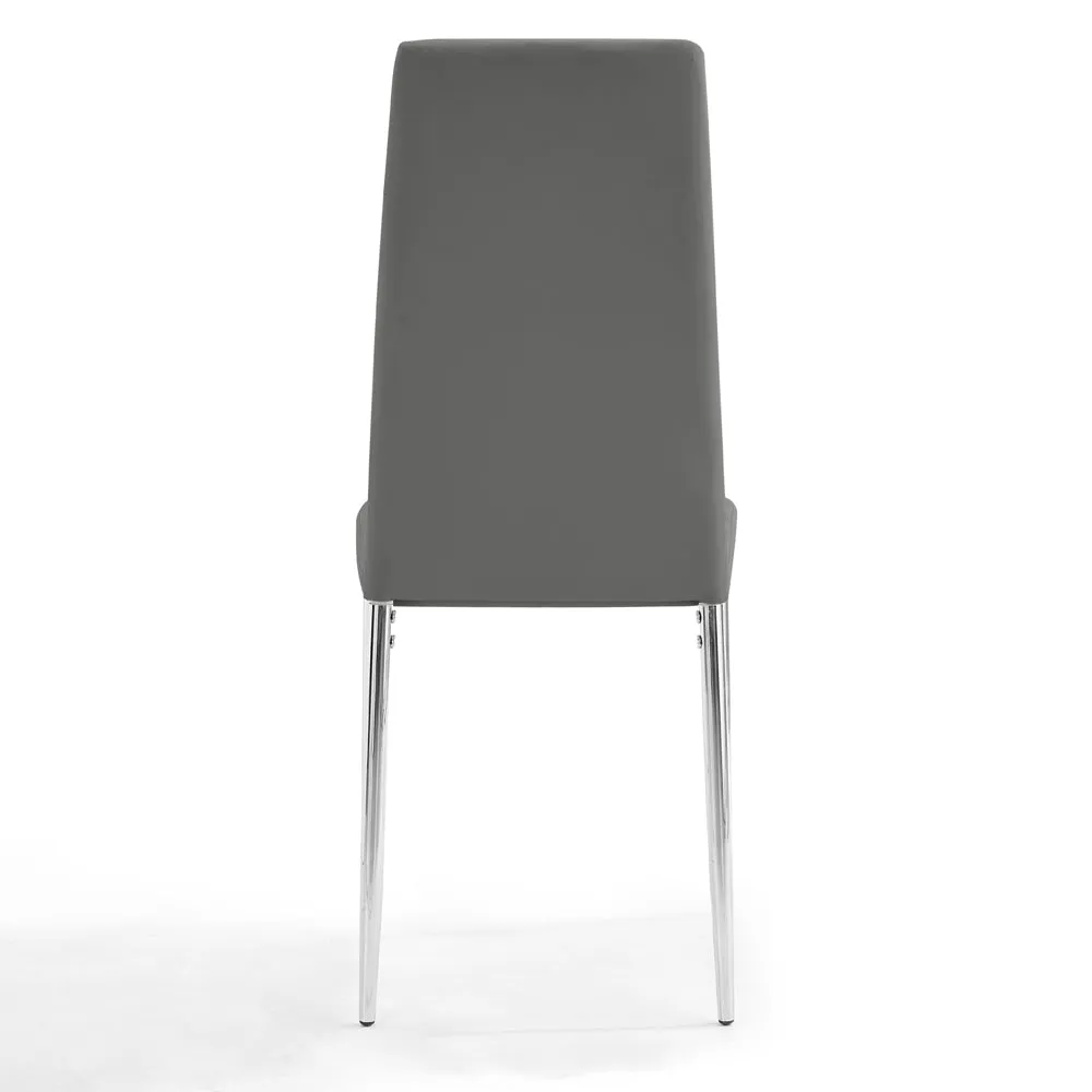 Sierra Faux Leather Dining Chair Set of 4, Grey with Silver Legs