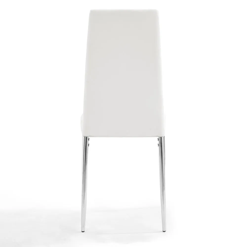 Sierra Faux Leather Dining Chair Set of 6, White with Silver Legs