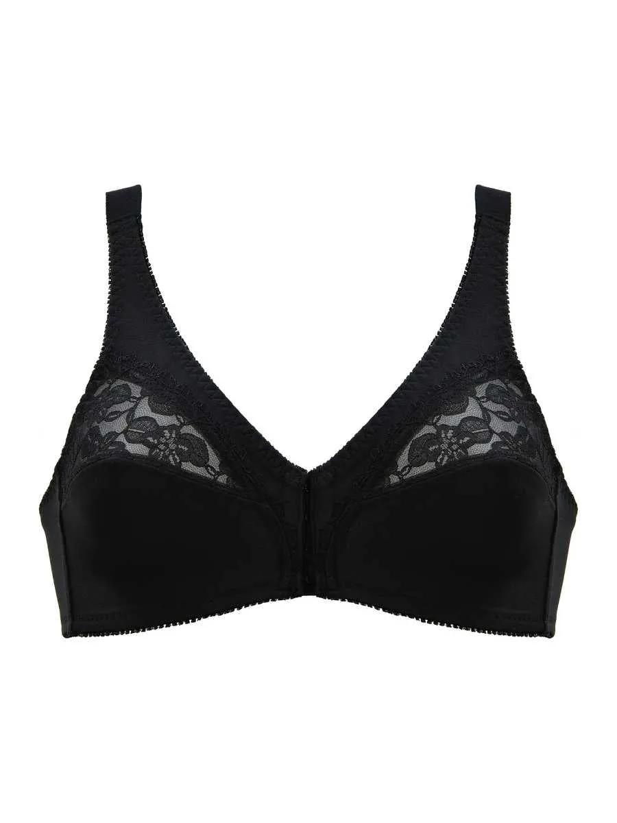 Soft Cup Front Fastening Bra - Black