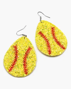 Softball Sparkling Teardrop Earrings