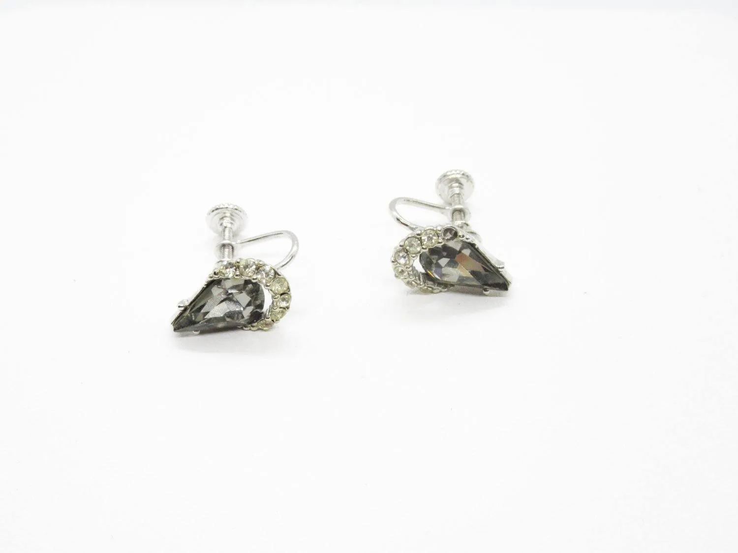 Sparkling Teardrop Gray Rhinestone Earrings by Weiss