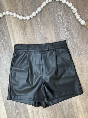 STE Imelda Faux Leather Shorts in Black
