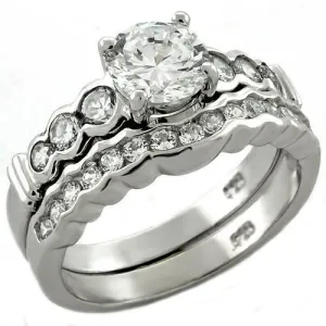Sterling Silver Ring AAA GRD CZ Clear LOAS1023 for Women Style Rhodium