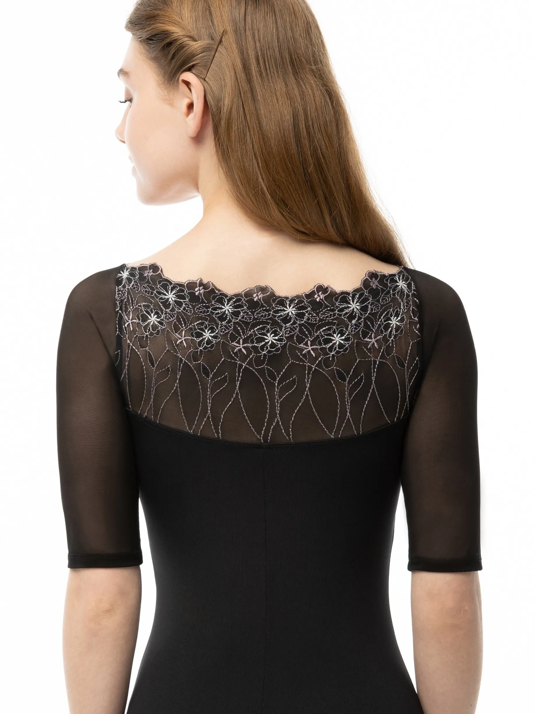 Stormy Weather Bateau Neck Half Sleeve Leotard