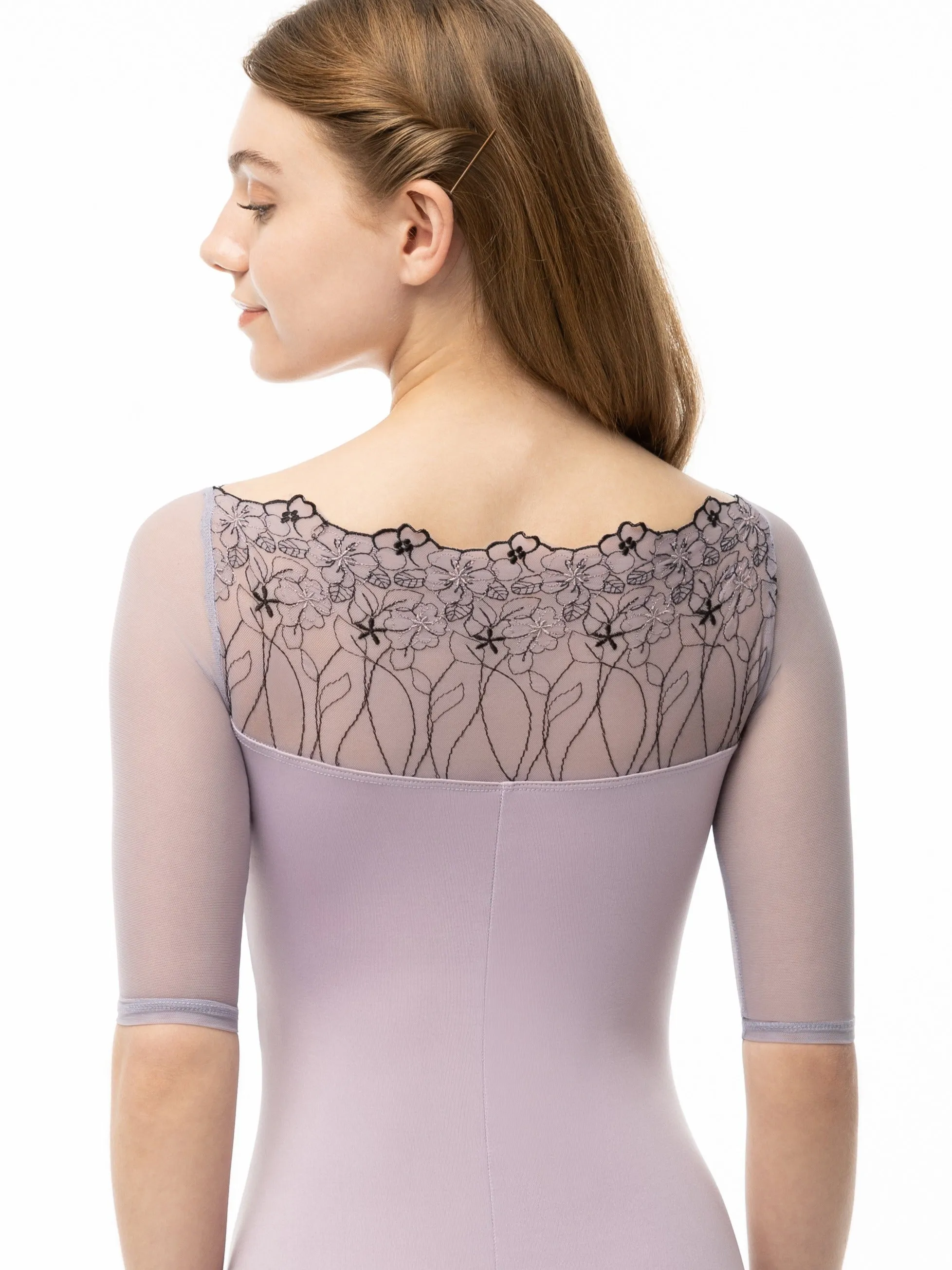 Stormy Weather Bateau Neck Half Sleeve Leotard