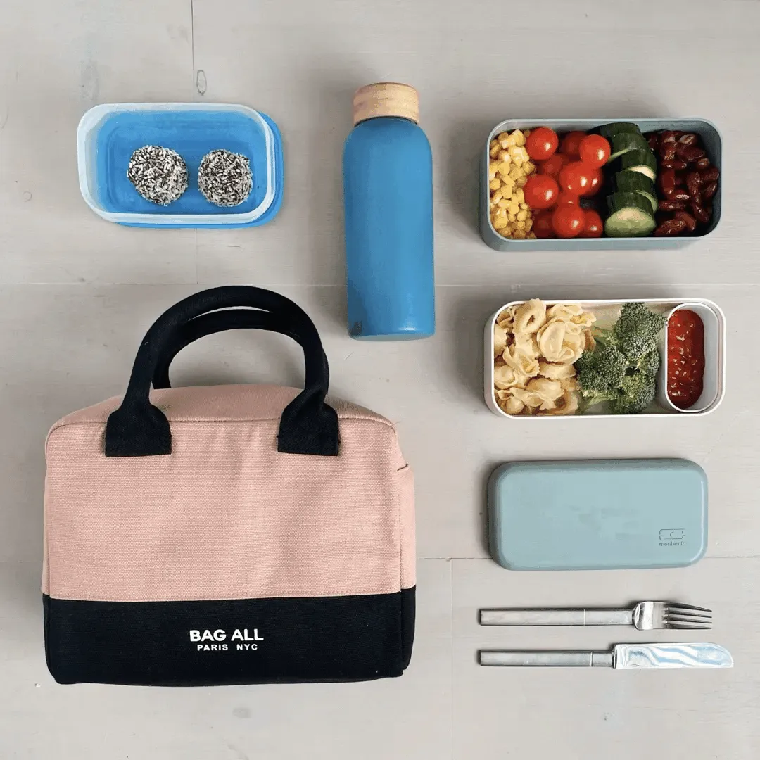 Stylish Monogram Lunch Box, Insulated, Pink/Blush