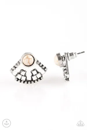 Stylishly Santa Fe - White Post Post Earrings - Paparazzi Accessories