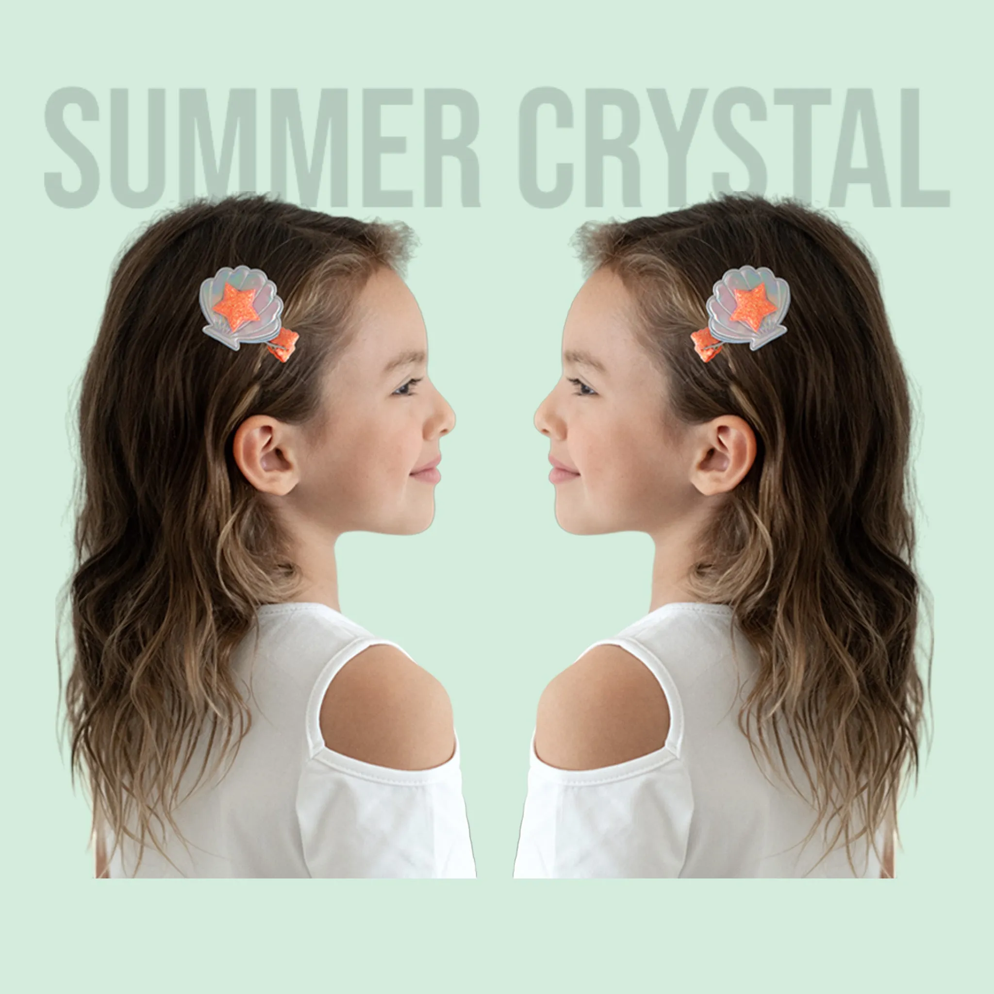 Summer Crystal 1 Pair Sea Shell Pearl Hair Clips For Girls