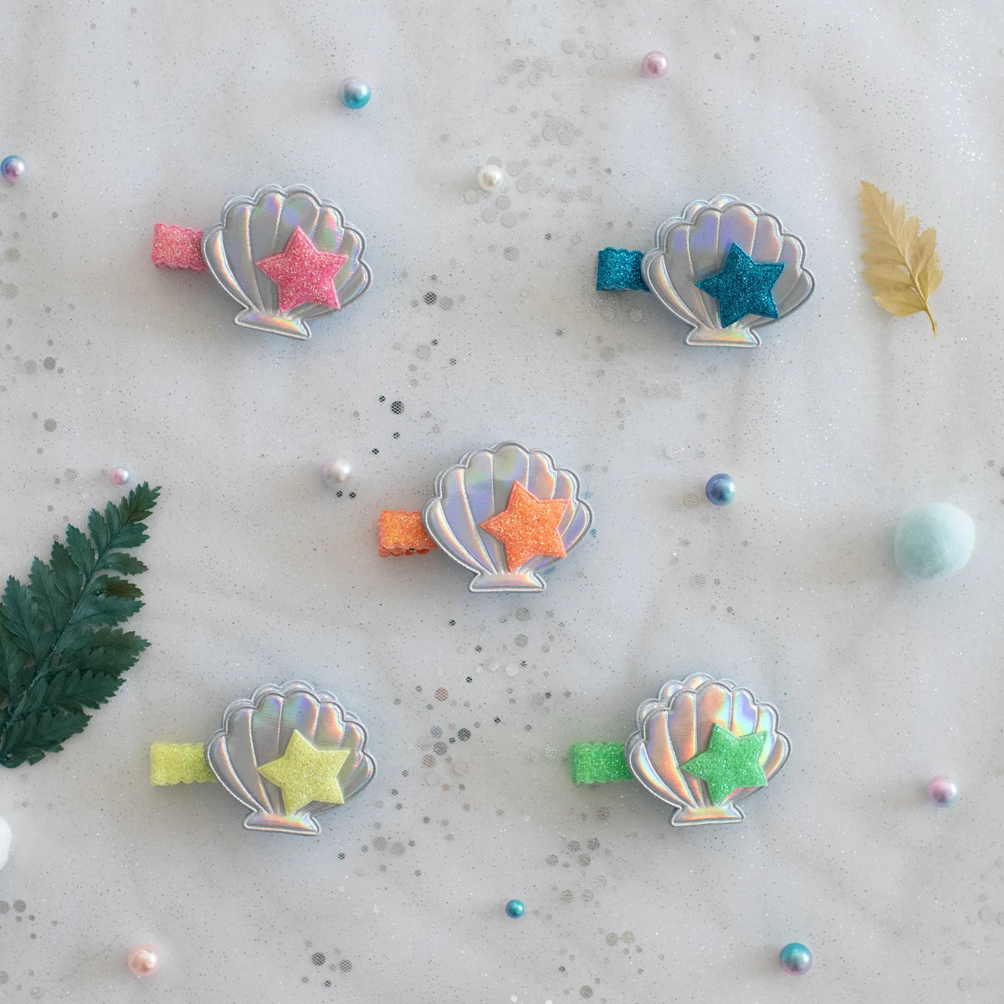 Summer Crystal 1 Pair Sea Shell Pearl Hair Clips For Girls