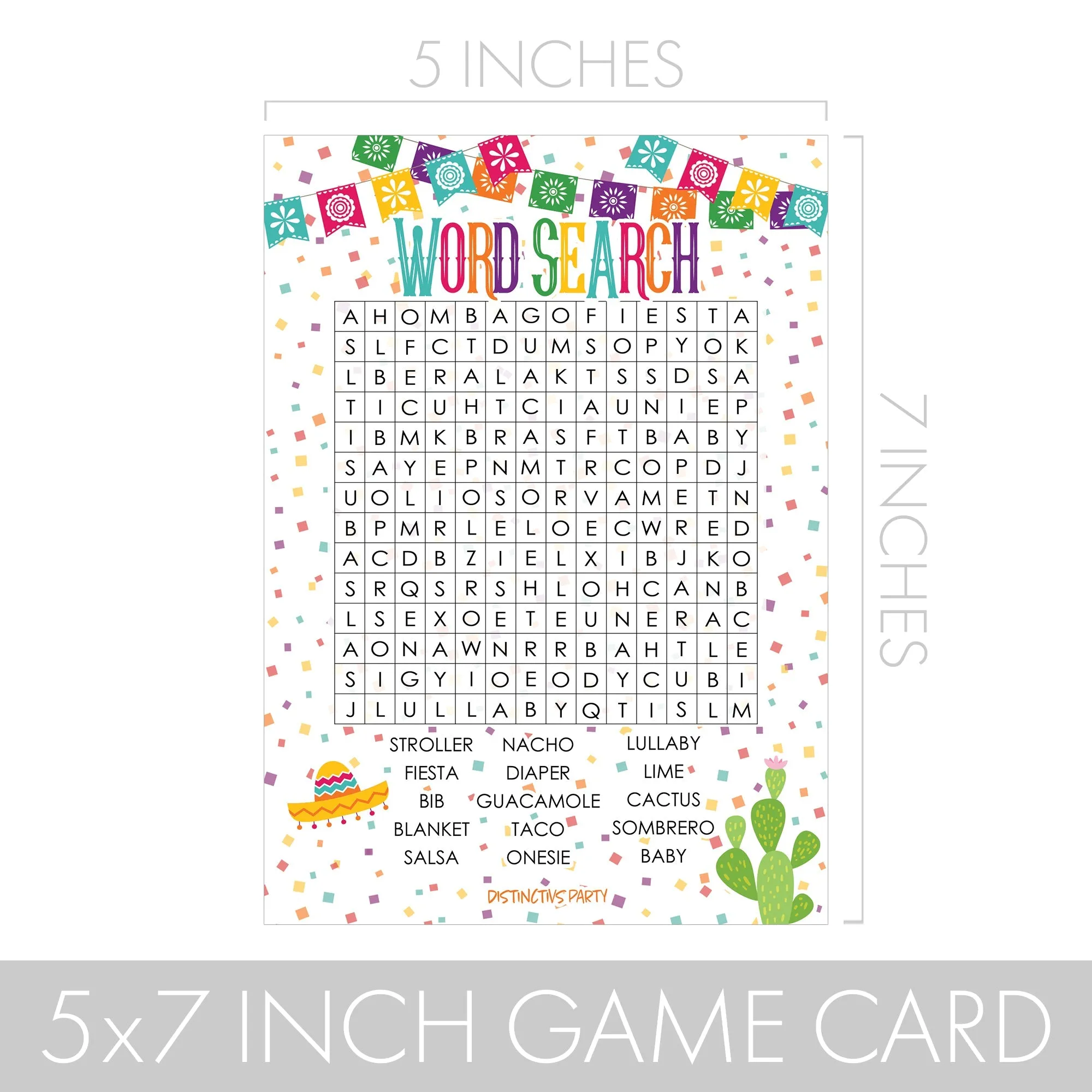 Taco 'Bout a Baby: Baby Shower Game - Word Search Baby Shower Party Game - 20 Cards