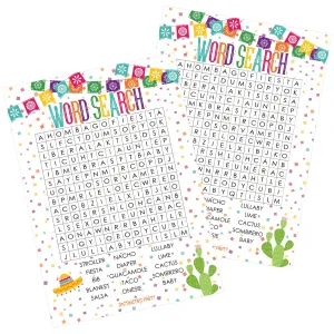 Taco 'Bout a Baby: Baby Shower Game - Word Search Baby Shower Party Game - 20 Cards