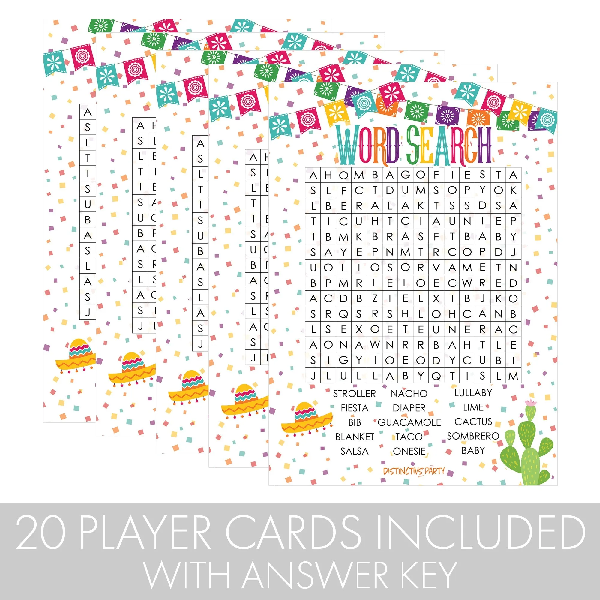 Taco 'Bout a Baby: Baby Shower Game - Word Search Baby Shower Party Game - 20 Cards