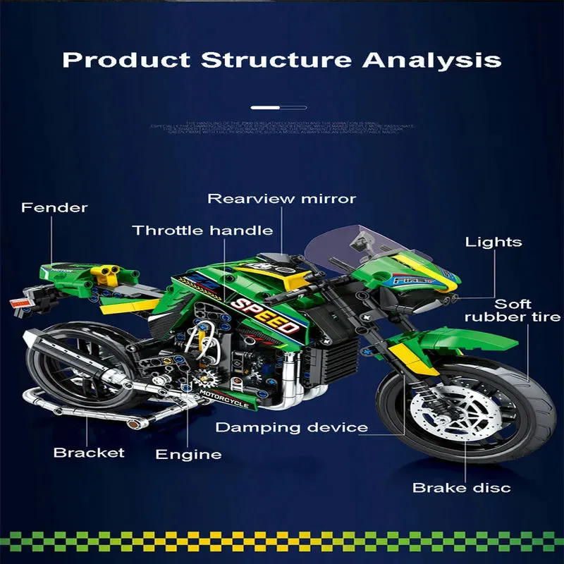 Tech MOC Kawasaki Z900 Racing Motorcycle Bricks Toys 82004