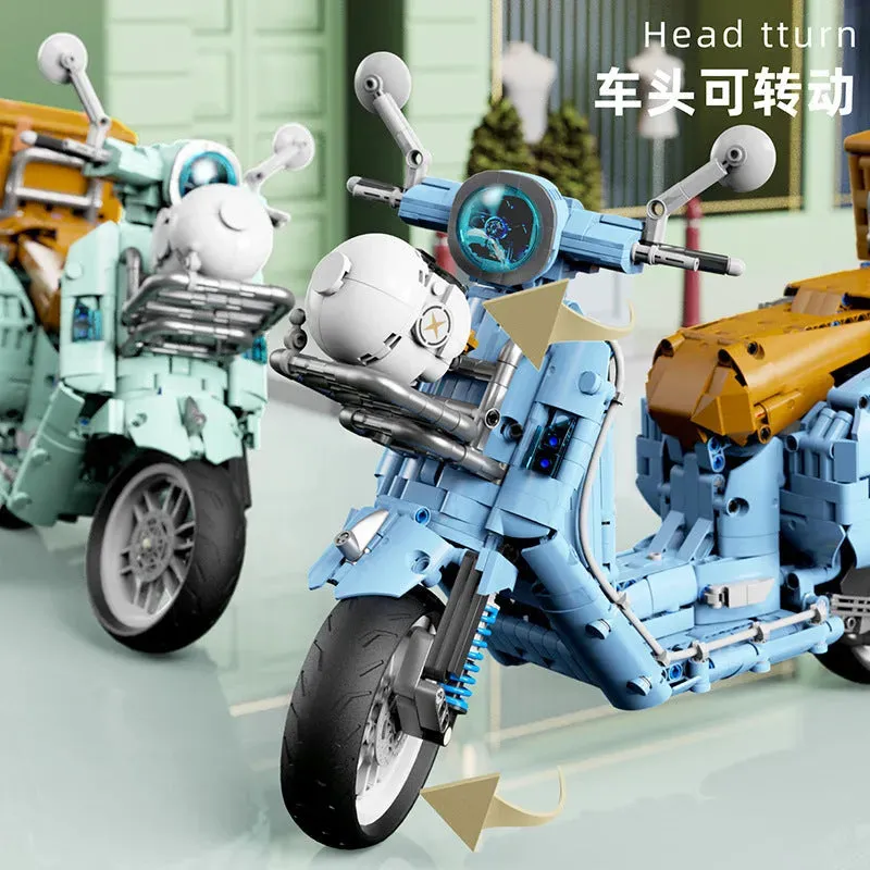 Tech MOC T4025B Vespa Classic 300 Motorcycle Bricks Toys