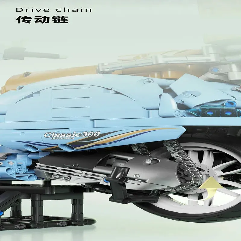Tech MOC T4025B Vespa Classic 300 Motorcycle Bricks Toys