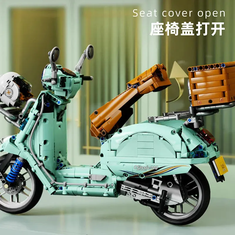 Tech MOC T4025B Vespa Classic 300 Motorcycle Bricks Toys