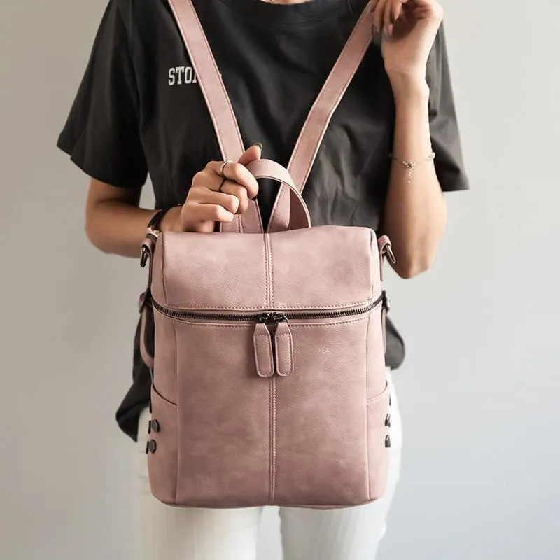 Teenage Girls School Bags Fashion Vintage Solid Black Shoulder Bag