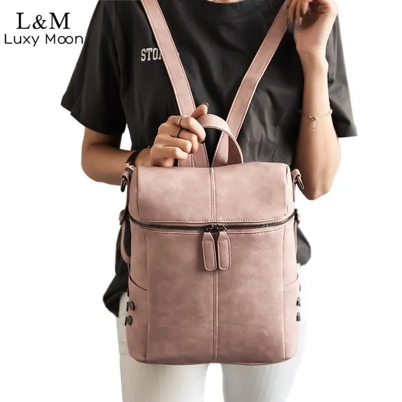 Teenage Girls School Bags Fashion Vintage Solid Black Shoulder Bag