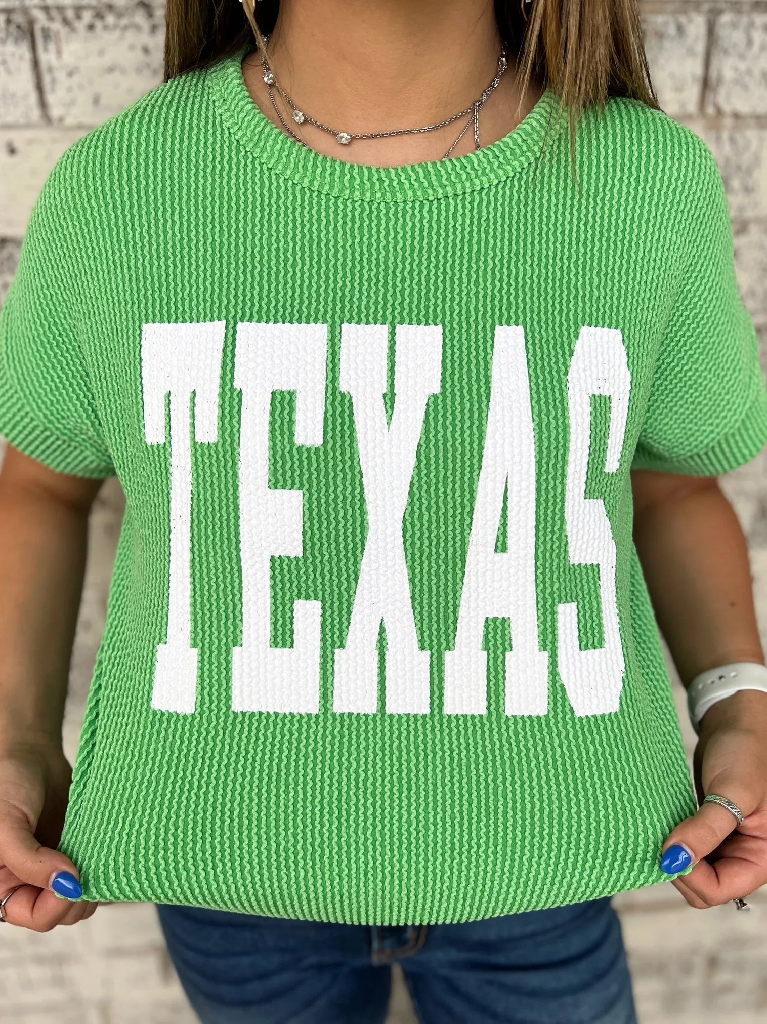 TEXAS Green Ribbed Top