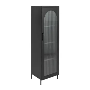 timeless Solstice Wide Metal Accent Cabinet with 2 Adjustable Storage Shelves and Arched Glass Door, Dark Green