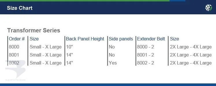 Transformer Universal Back Brace - 8000 Series
