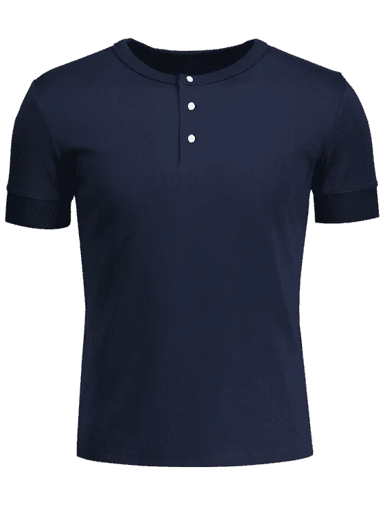 Trendy Crewneck Short Sleeve Henley Mens Top