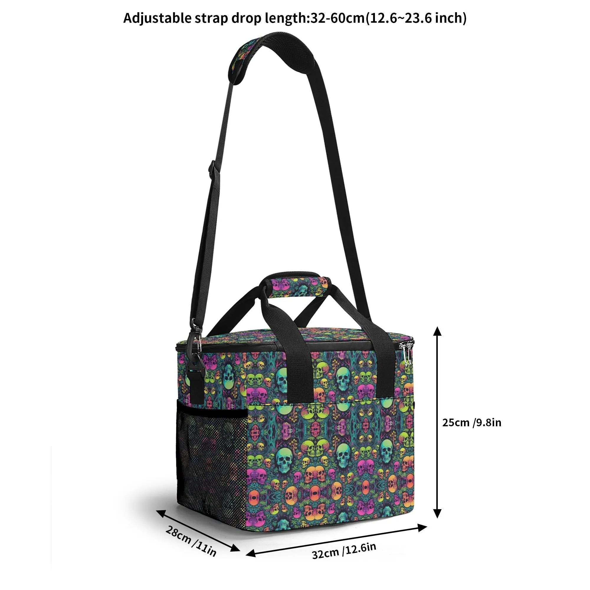 Trippy Skulls Insulated Leakproof Cooler Bag Lunch Box