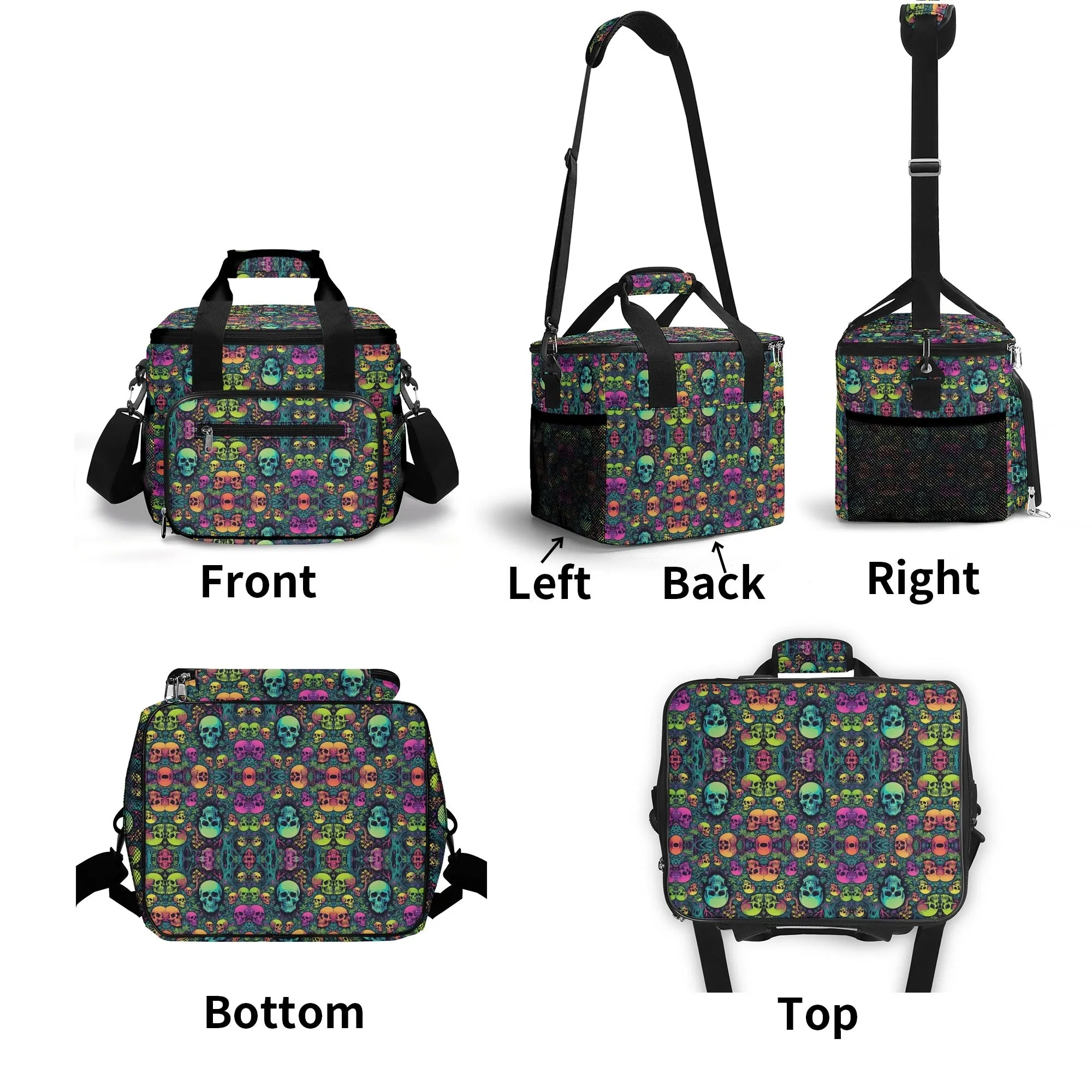 Trippy Skulls Insulated Leakproof Cooler Bag Lunch Box