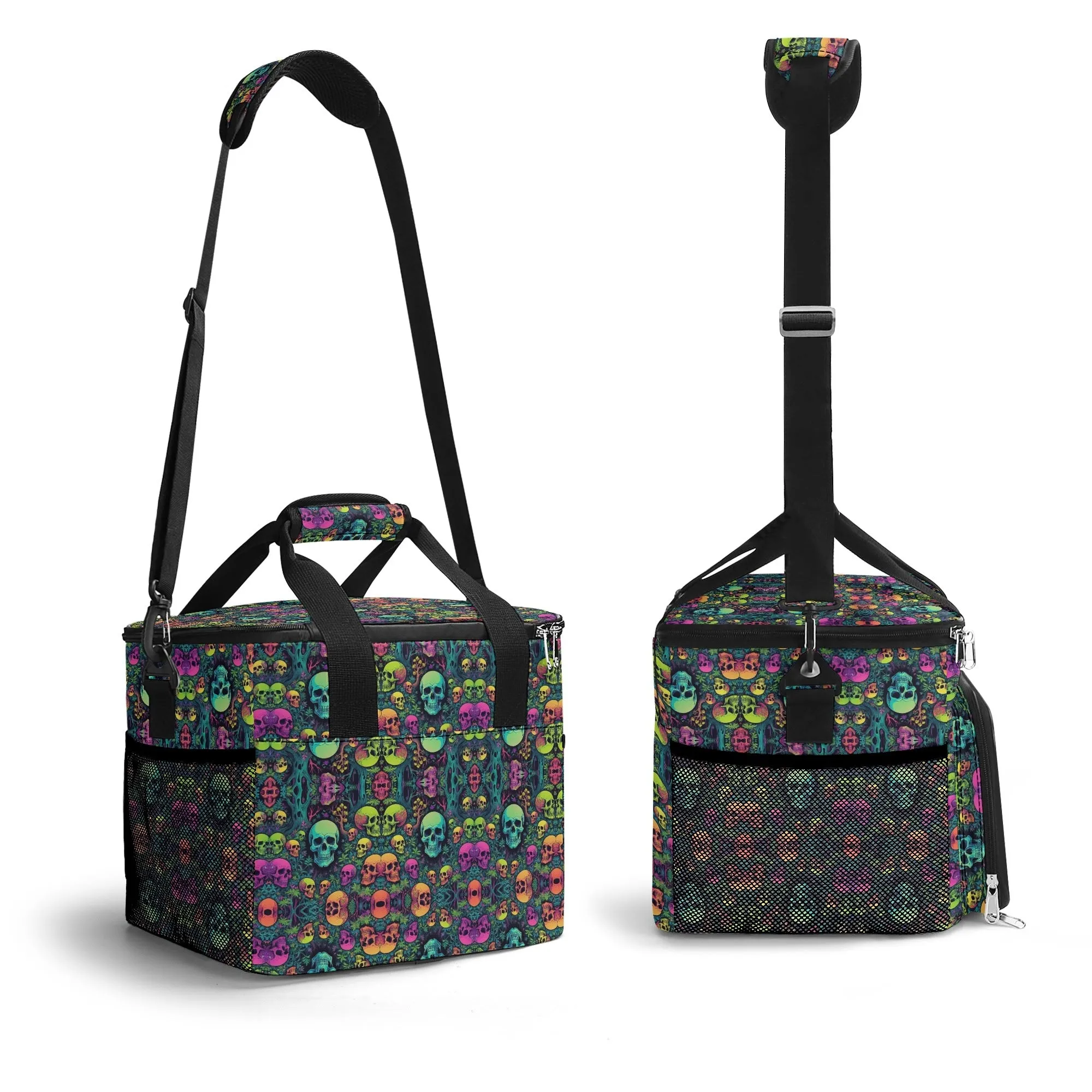 Trippy Skulls Insulated Leakproof Cooler Bag Lunch Box
