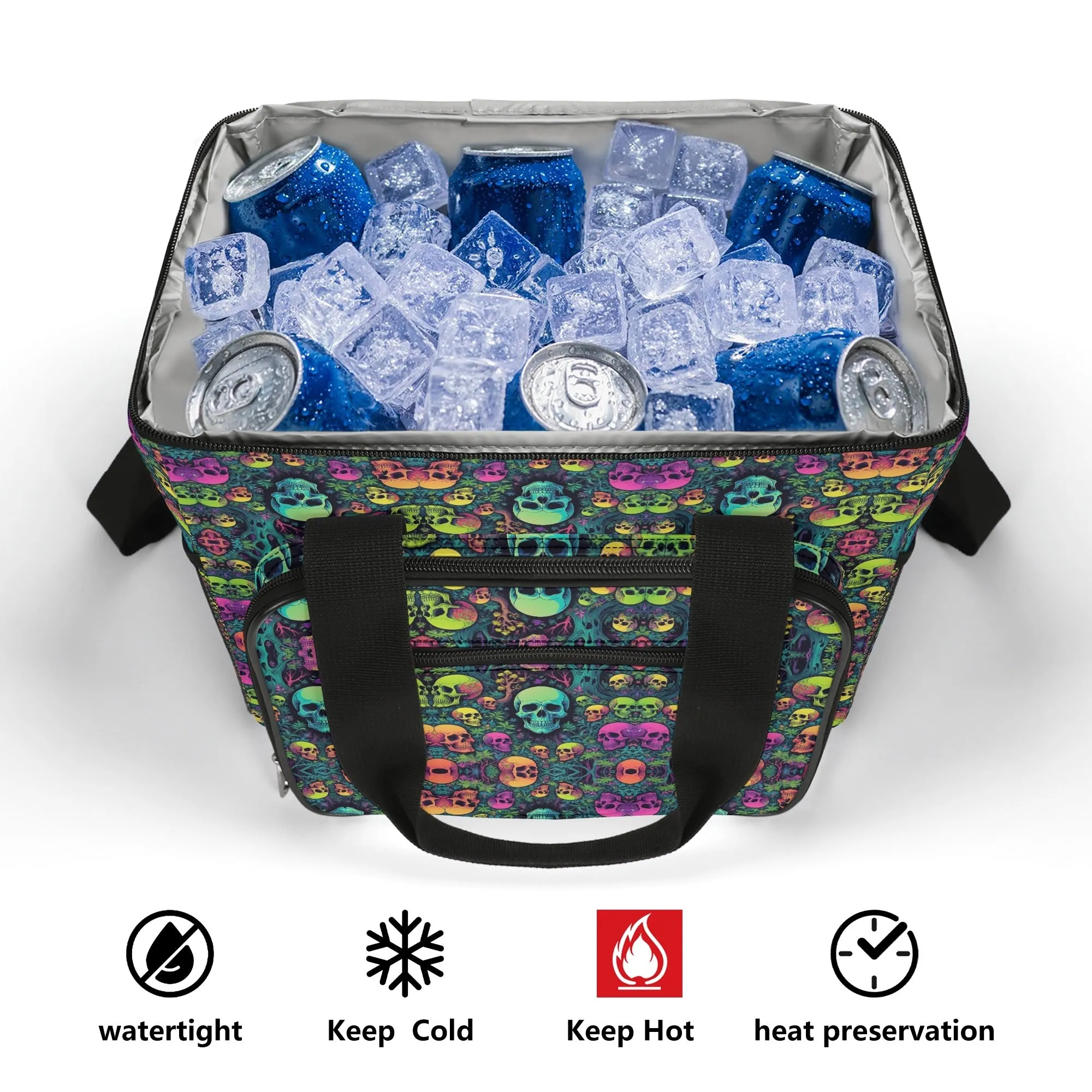 Trippy Skulls Insulated Leakproof Cooler Bag Lunch Box